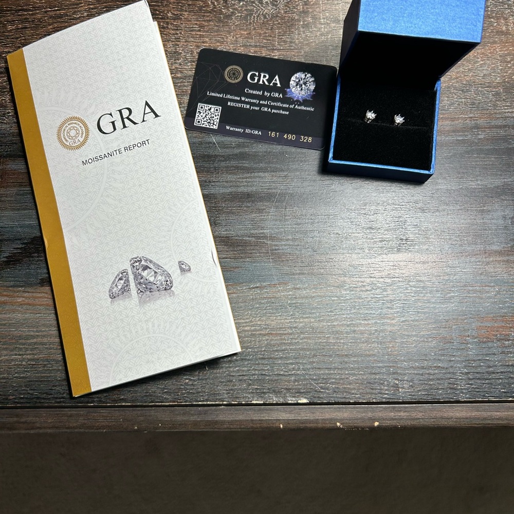 GRA Moissanite Earrings with Certificate
